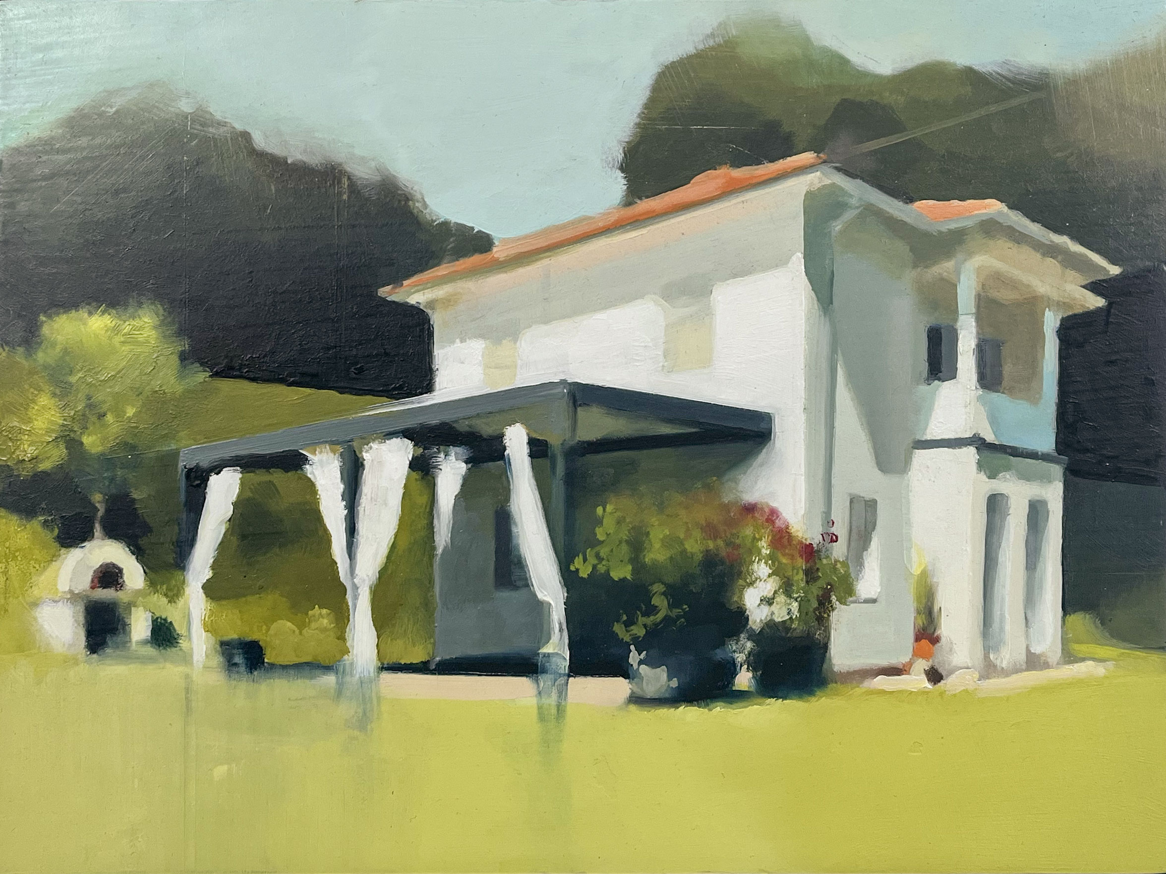 Haus Neudörfl — oil on wood panel by Alexander Grimm